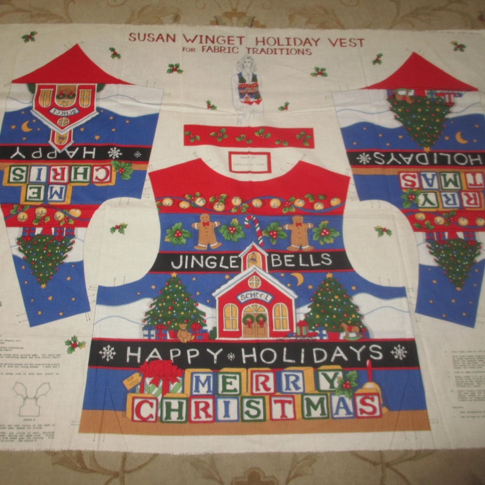 CHRISTMAS HOLIDAYS VEST FABRIC TRADITIONS SIZE S M